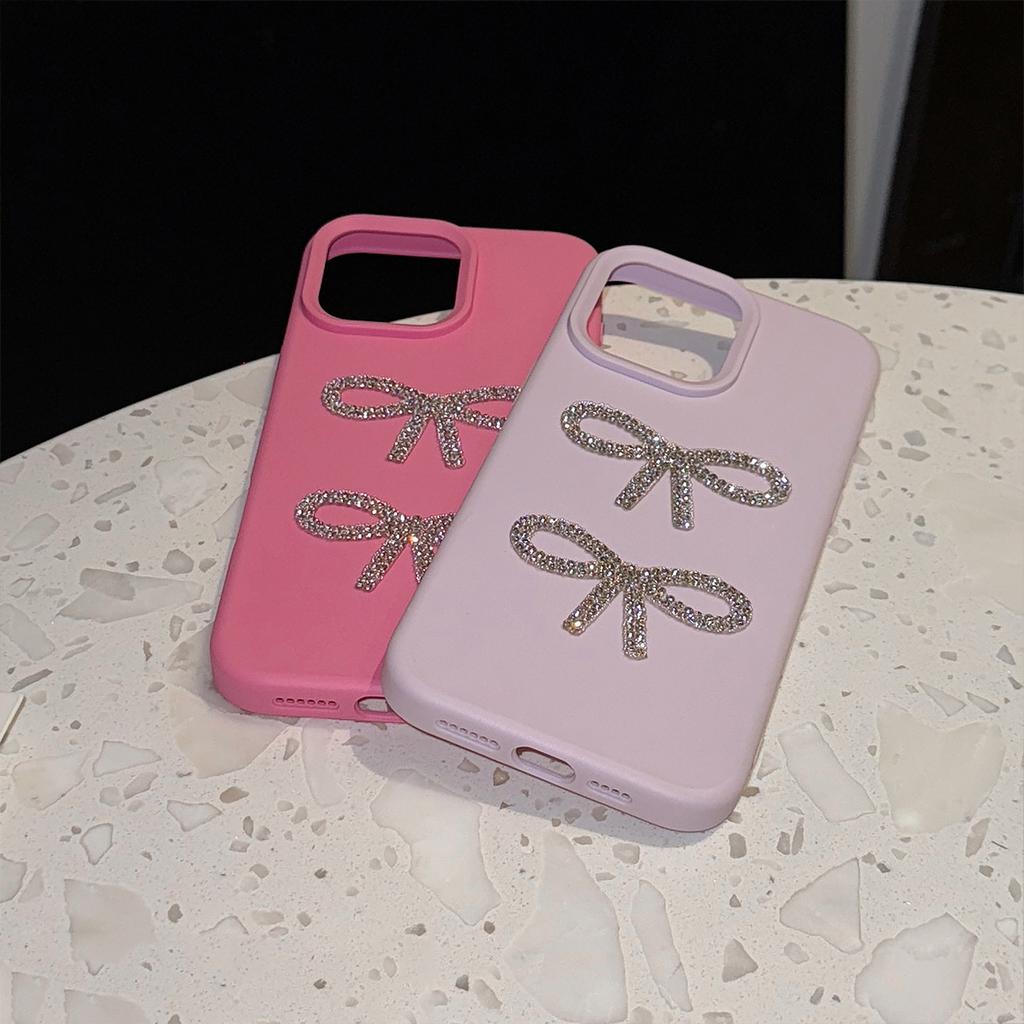 3D Sparkling Diamond Bow Phone Case17Apple16Light Luxury iphone14promax Applicable13Advanced Sense11