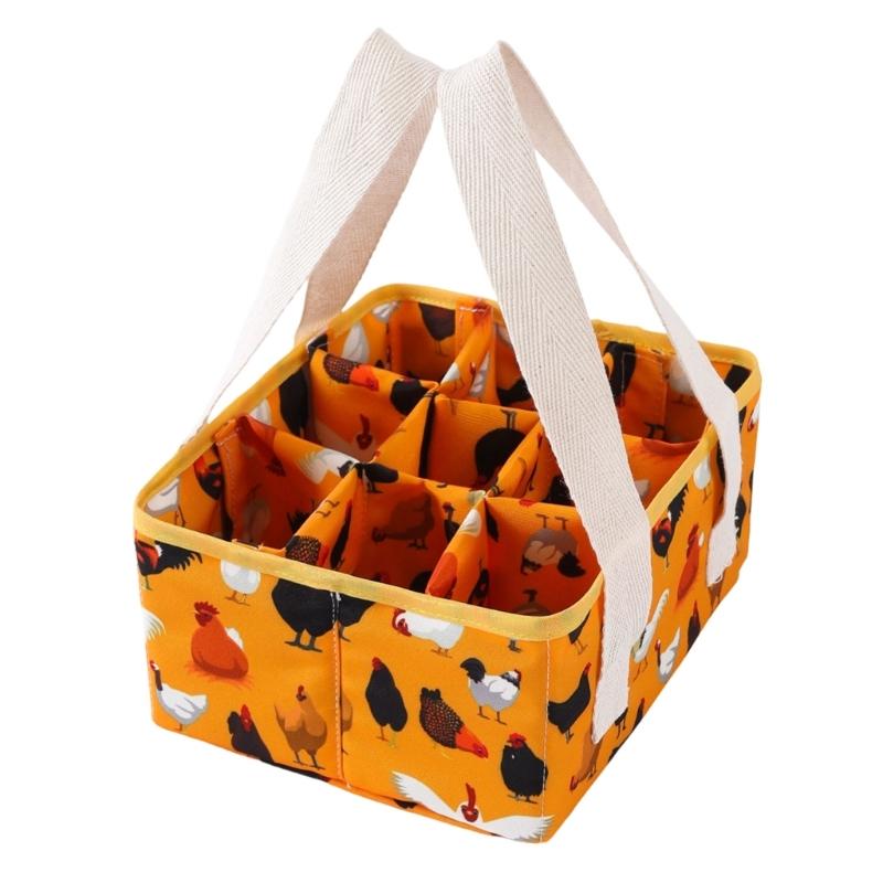 9 Compartment Eggs Collection Basket From Strong Polyester For Arranging Chicken Duck And Bird Eggs Including Grip