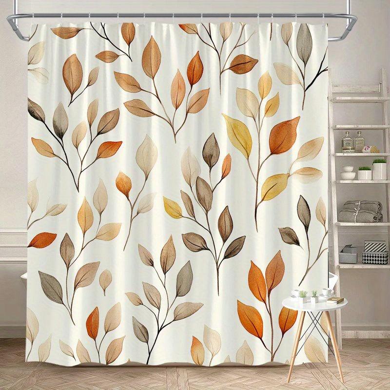

1Pc Autumn Leaf Print Shower Curtain, Polyester Fabric, Machine Washable, Suitable For Bathroom Decoration W60H190(CM)-1 Pcs