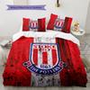 Stoke City FC Muster Bettwäsche Bettdecken-Set Heimdekoration Geschenk (1 Bettbezug + 2 Kissenbezüge (ohne Füllung))