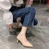 Women's Pumps Flock Slingbacks Nude Black Color Matching Pointed Toe High Heels Party Fashion Office Lady Shoes 2024 New