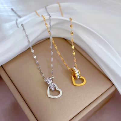 Love Ring Exquisite Furnace Real Gold Necklace Female Collarbone Chain With Jewelry