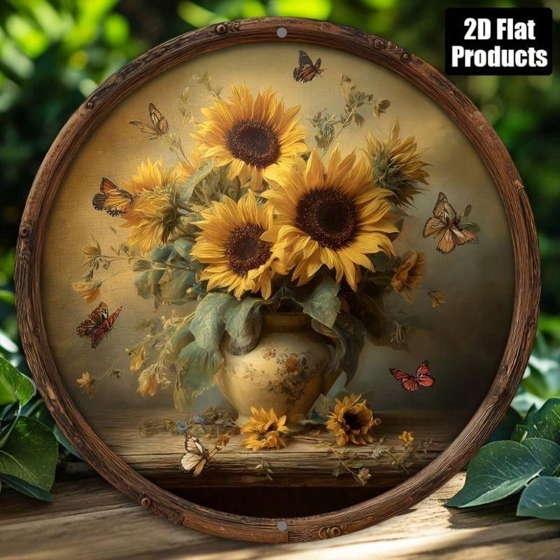 Retro Metal Tin Sign Art Circle 20x20cm Wall Decor for Living Room Bedroom