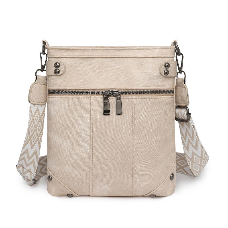 New European and American fashion women's bags, new willow nails messenger women's bags, front pockets copper zipper single shoulder messenger bags