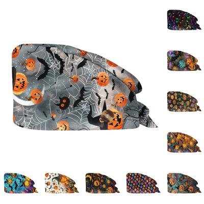 Fashion Halloween Print Work Hat Casual Wash Hat Bag Cap