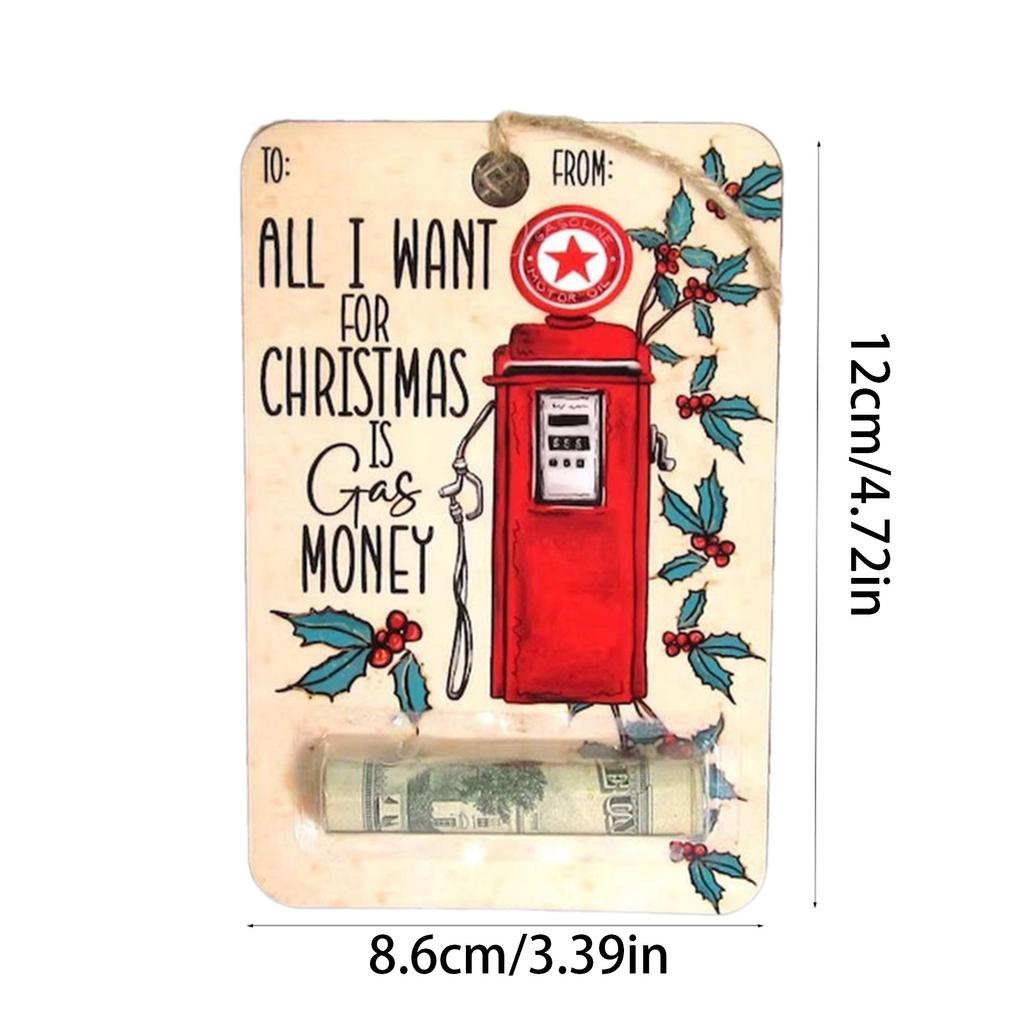 Wood Christmas Money Holder Festive Money Clip Ornament Wallet Pendant Decor for Tree Decoration Holiday Party Supplies