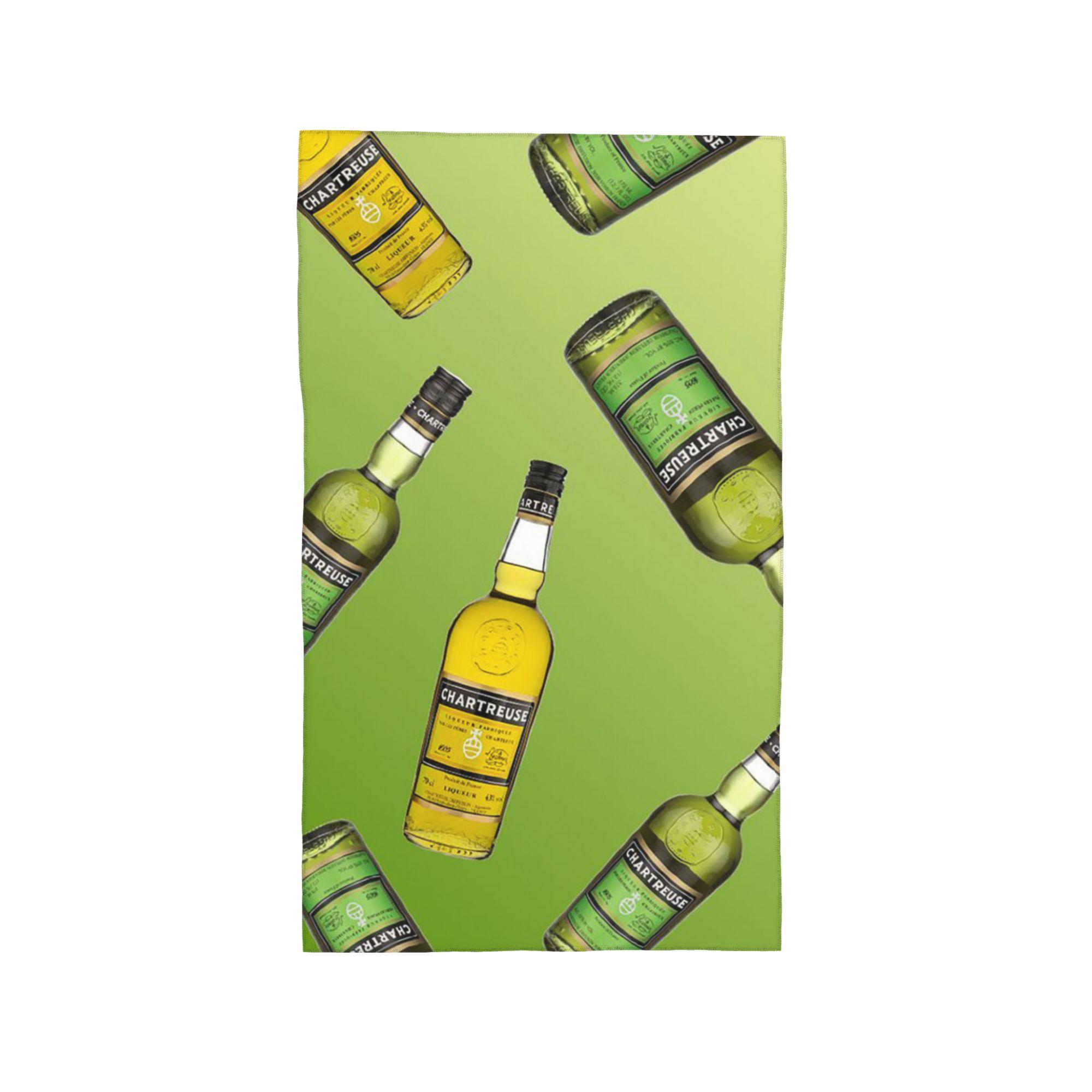 

Green Chartreuse Bottle Oil Painting Drink Soft Face Towel Quick Dry Pool Bath Cotton Towels Absorbent Quick W30*H60(CM)