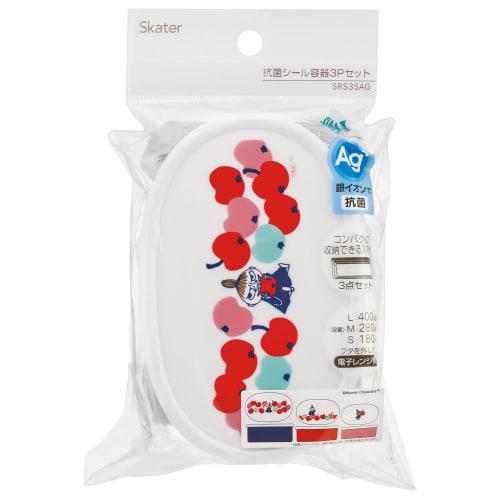 Skater Lunch Boxes, Sealable Storage Containers, Made In Japan (Large 400ml, Medium 280ml, Small 180ml), Set of 3, Ag+ Antibacterial, Moomin, Little M