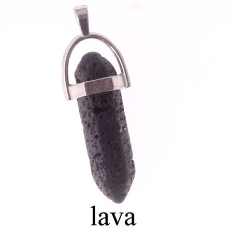 Bohemian Style Agate Crystal Quartz Hexagonal Bullet Pendant Necklace