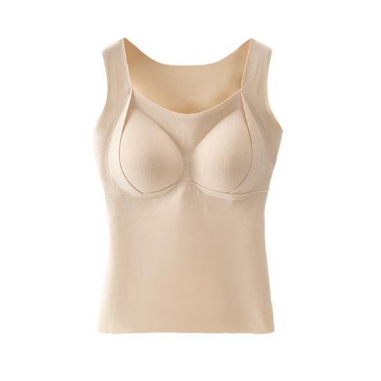 Women Sleeveless Thermal Tank Top with Built-in Bra Fleece Lined Warm Base Layer Tunic Camisole Undershirt for Cold Weather