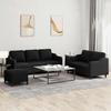 Vidaxl 3-Piece Lounge Set With Cushions, Black, Fabric