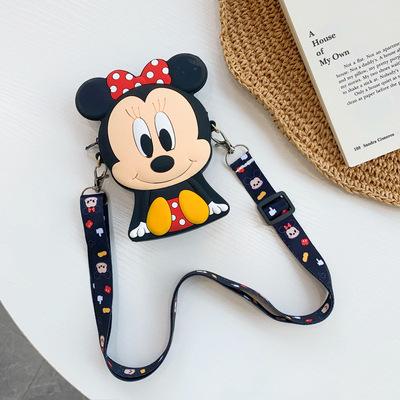 Mickey Mouse New Coin Purse Wallet Minnie Shoulder Messenger Bag Cute Card Bag Cartoon Silicone Storage Bag Fashion