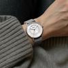 Quartz Watch with Swiss Sapphire 36mm White Silver Mesh Slim Minimalist Business Gift A.b.art Women's Parts, Crystal, Dial, Strap, Design, Waterproof,