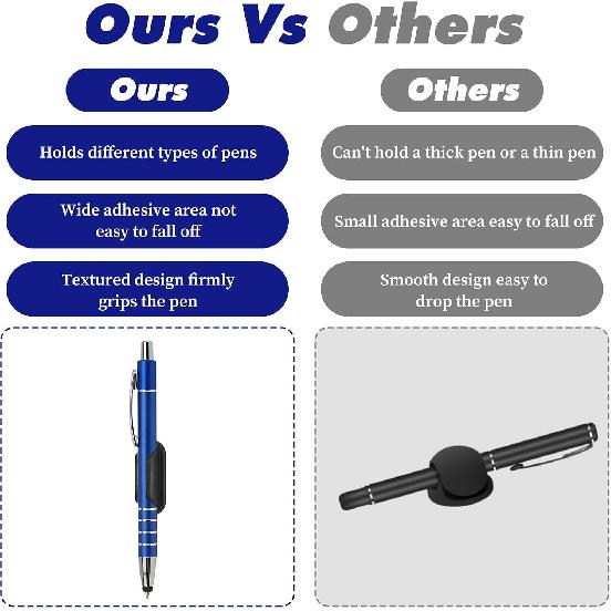 10 Pcs Adhesive Pencil Holders for Desk, Silicone Stylus Pen Organizer for Walls, Clipboards, Office Essentials Accessories, Teacher Classroom