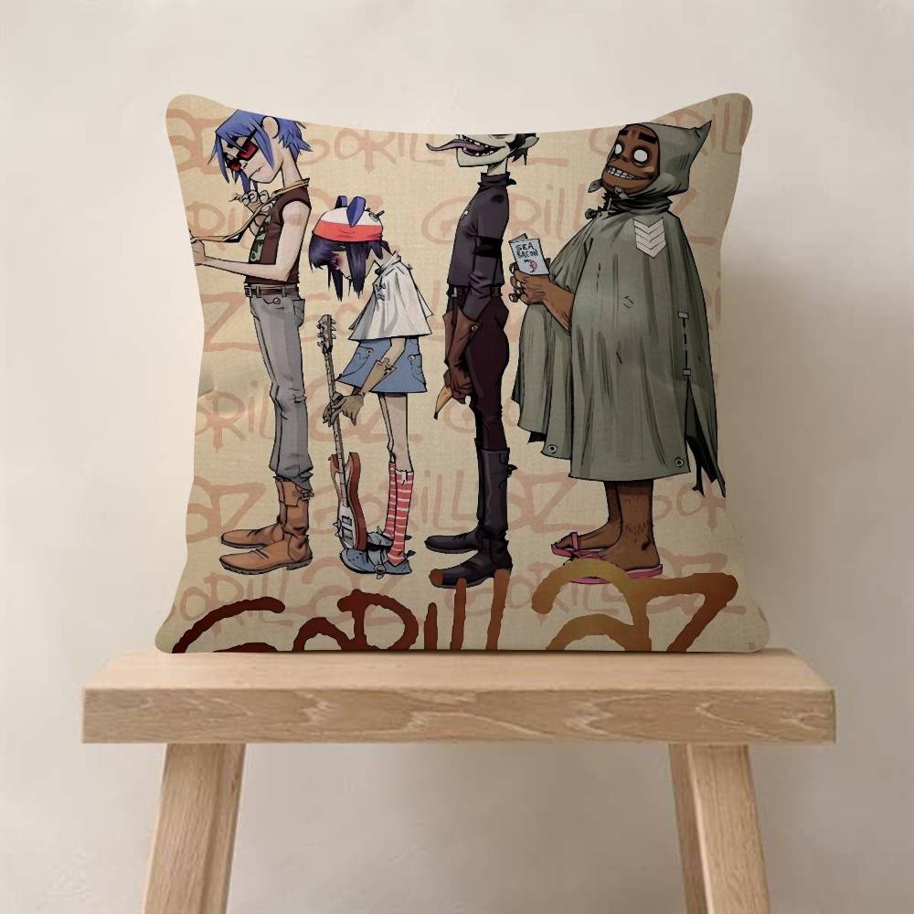 Retro Music GGorillazS Pillow Cover Sofa Cushion Cover Home Room Decoration Children Gift