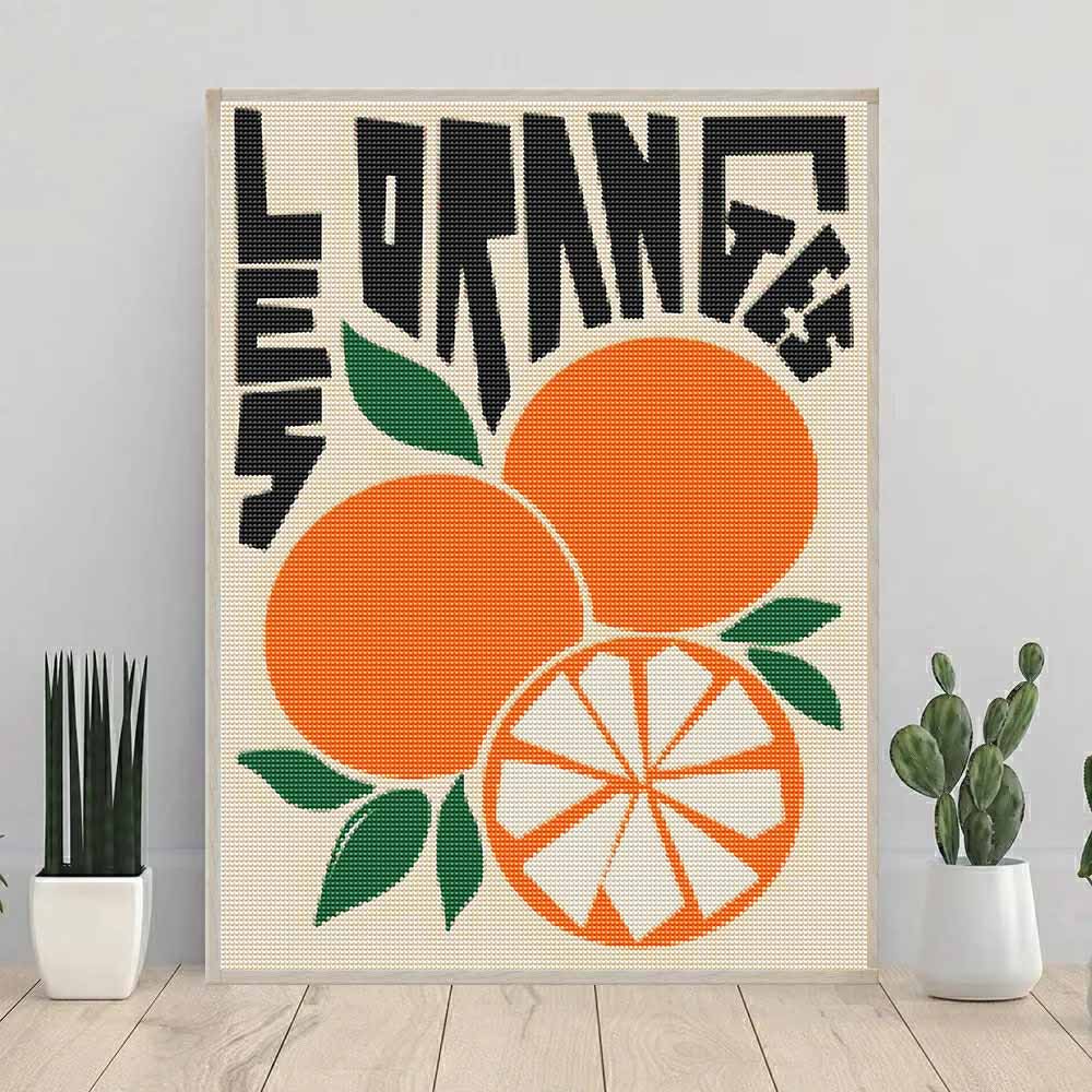 Diamond Art Kit for Beginners Orange Full Drill 5D Rhinestone Painting Relaxing Hobby Craft Home Decoration Wall Decor