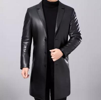 Uomo Nero Halloween Morbido Pelle di Agnello Trench Coat Fatto a Mano Elegante Formale