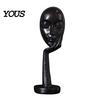 Polished Resin Figurine Abstract Contemplative Face Sculpture, Minimalist Hand-on-Chin Bust Statue for Desk Living Literary Style