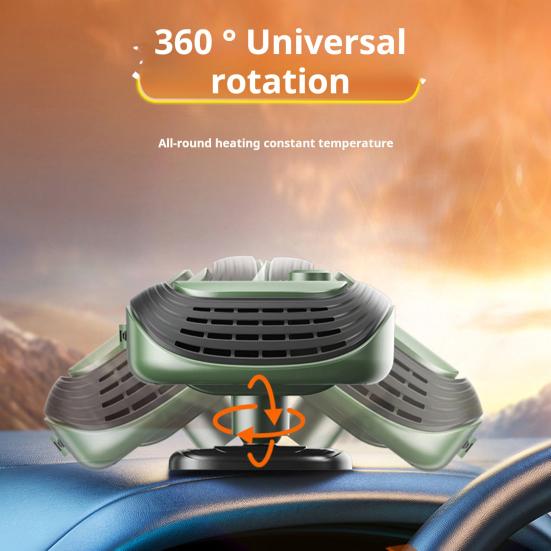 Car Heater Portable 2-in-1 Heated Cooling Fan Stable Heat Output Multi-Angle Air Supply Car Defroster Windshield Heater