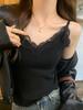 Lace V-Neck Women's Knitted Camisole: 2025 Autumn/Winter Trendy Layered Vest Design.