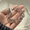 100% Solid 925 Sterling Silver Metal Bracelet for Women Men Vintage Heart Letters Handmade Simple Birthday Gift