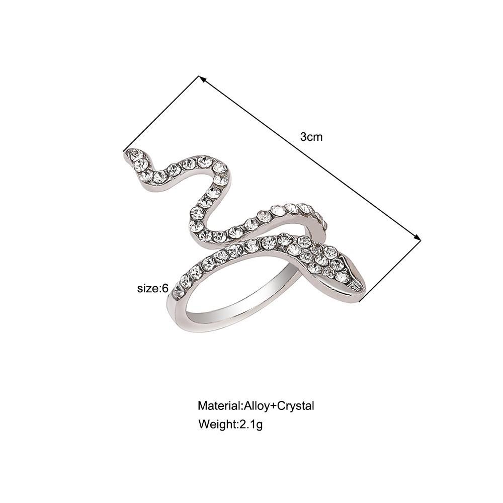 1pc Snake-shaped Ring Female Ring Full of Ins Tide Ring Opening Index Finger Ring