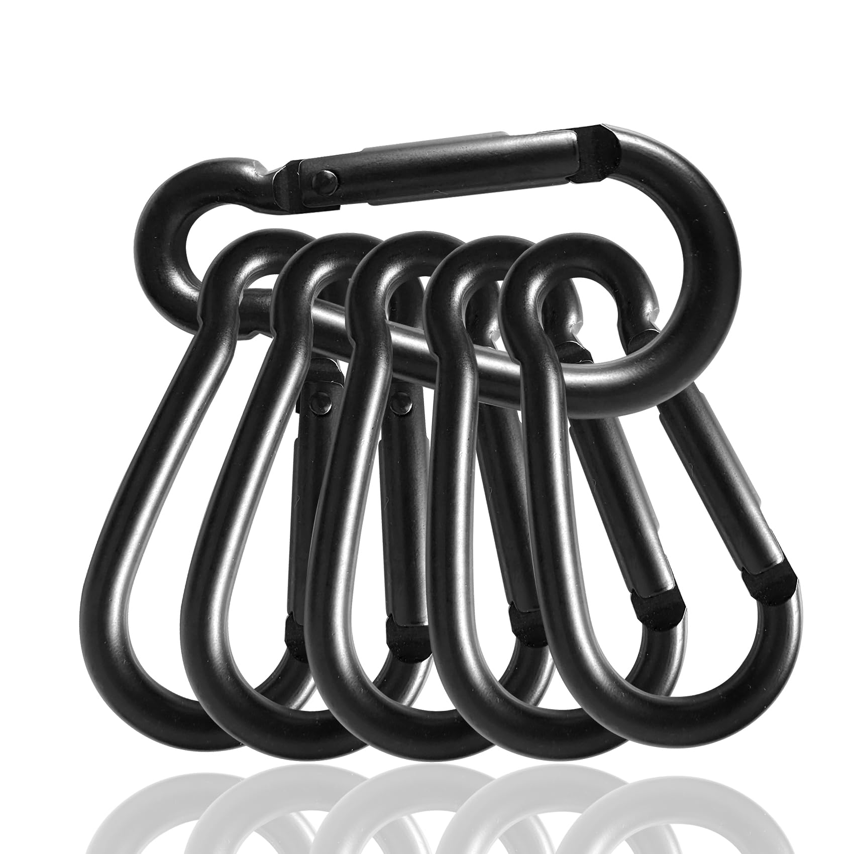 REIYAIBA Carabiner Set of 6, Small, Ultra Light, Aluminum Alloy, S чёрный