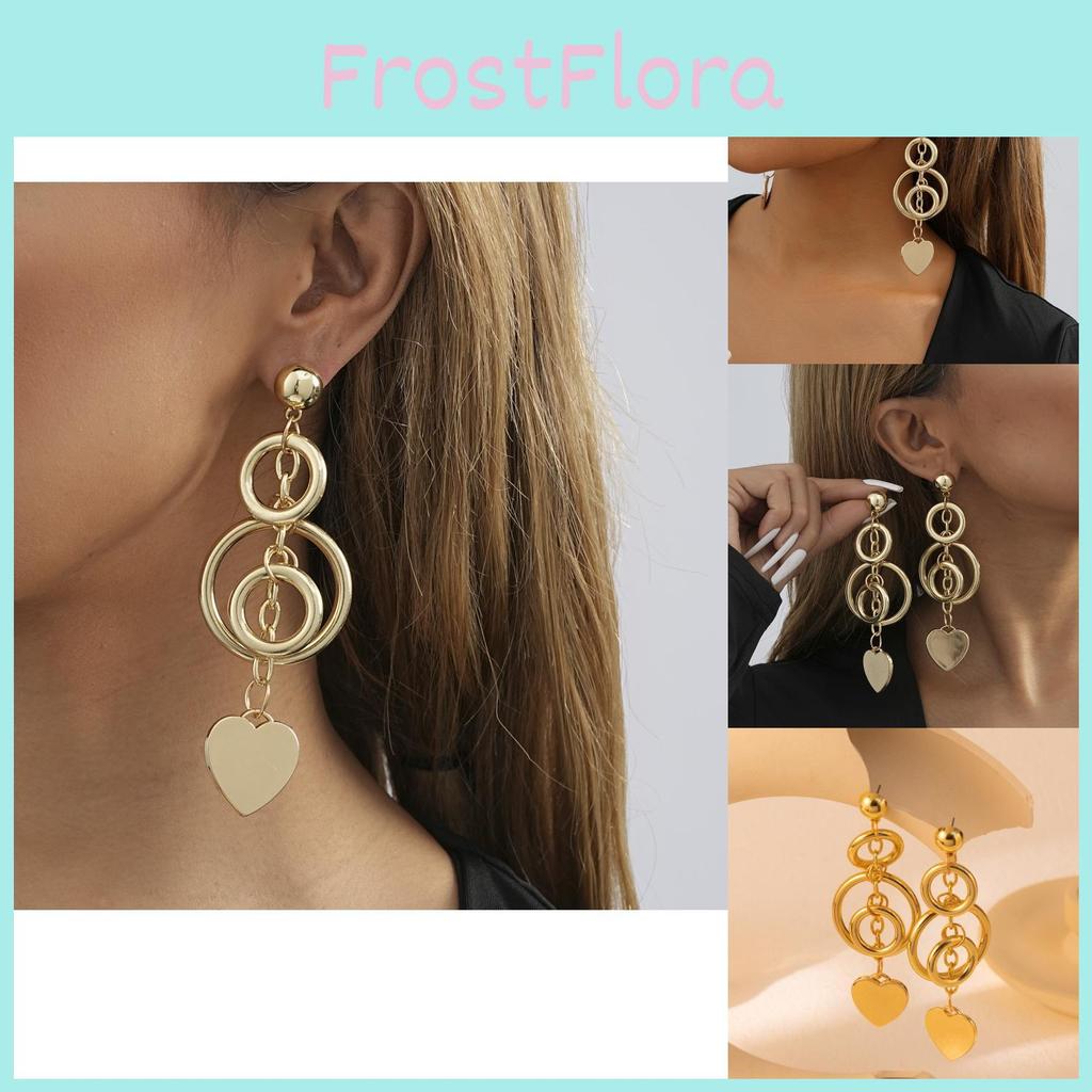 Elegant Gold Alloy Heart Shaped Dangle Earrings For Women Trendy 2023 Winter Fashion