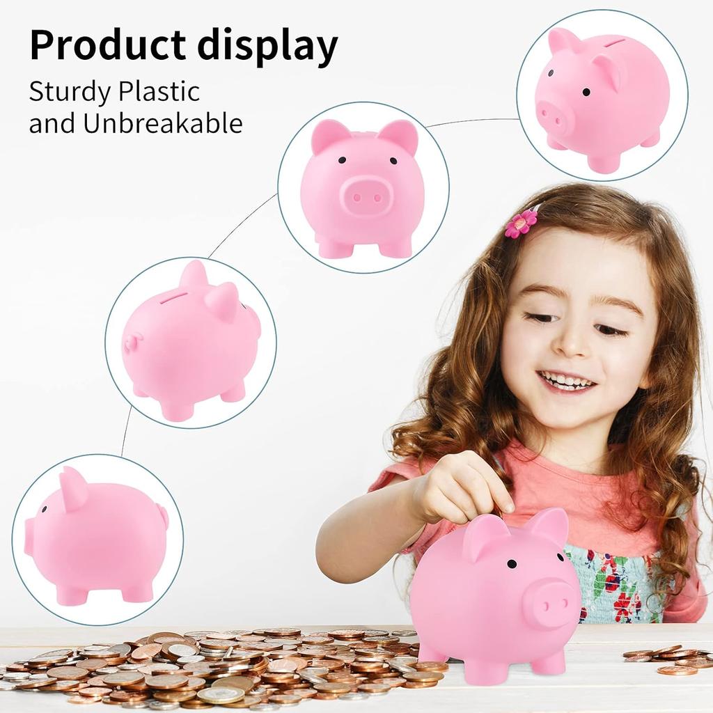 Large Piggy Banks, Cute Plastic Pig Money Box, Piggy Bank for Girls and Boys, Unbreakable Plastic Coin Bank Fun Gifts for Birthday, Festival, Baby
