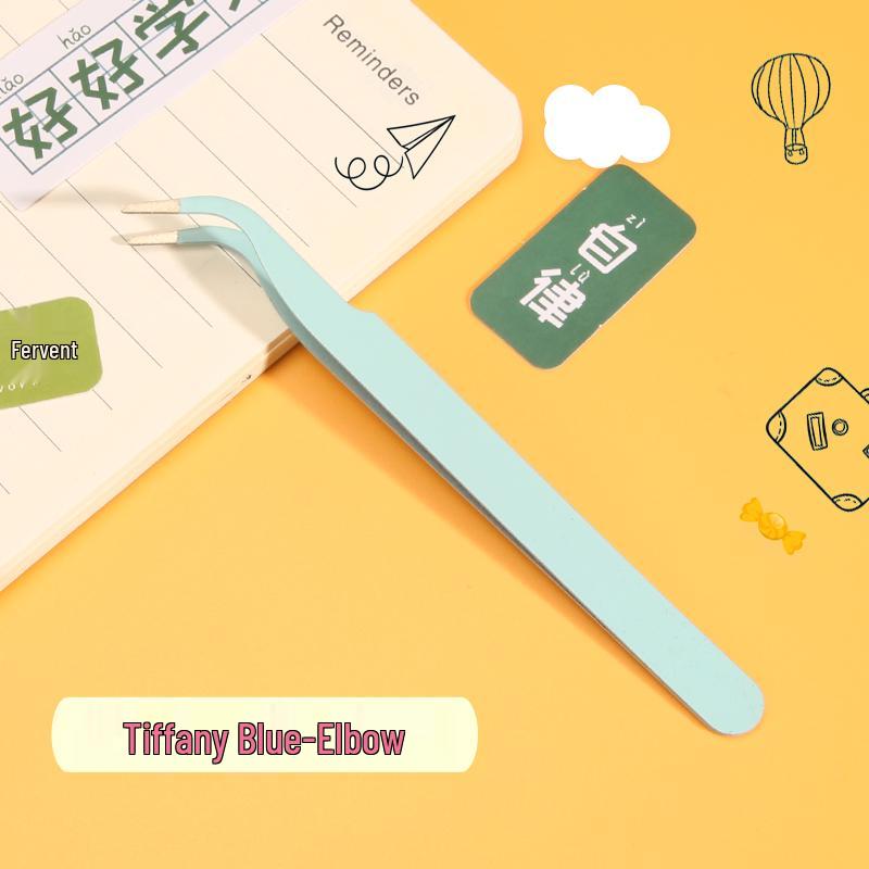 

Cute Journal Tweezers Set with Handmade DIY Stickers - Bent Tip and Small Clips Included