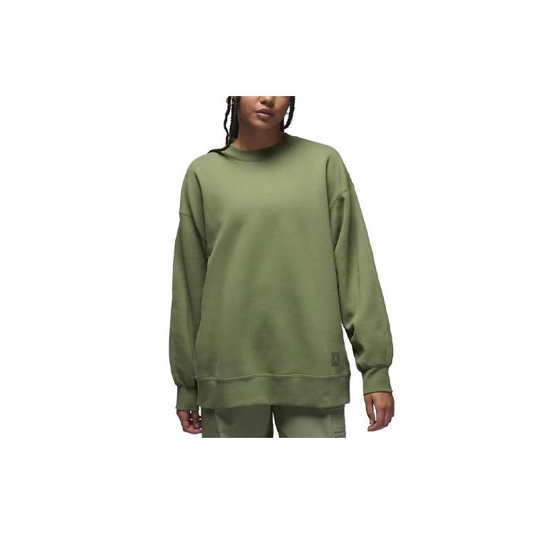 Jordan Flight Solid Color Crew Neck Thickened And Fleece Lined Casual Sports Sweatshirt Women's Green FB5117-340