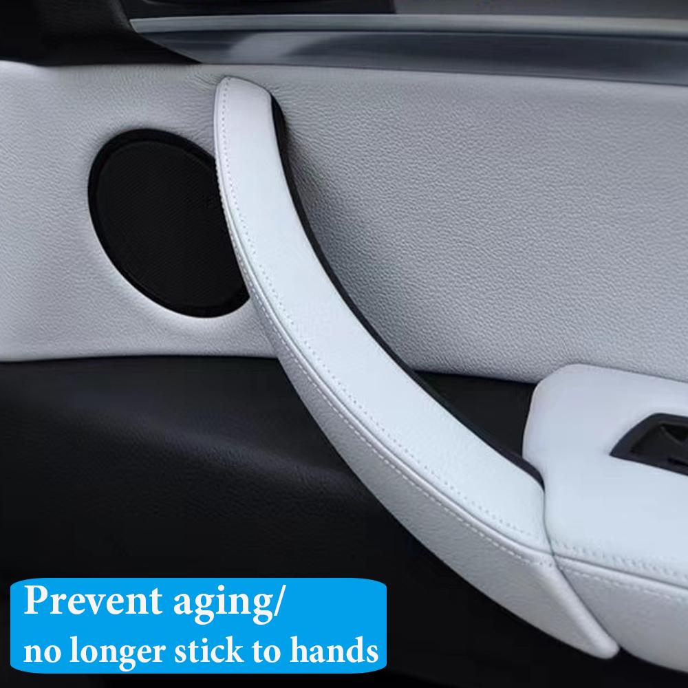 ABS Car Carbon Fiber Interior Door Armrest Handle Left Right Pull Trim Cover For BMW E70 E71 X5 X6 2007 - 2012 2013