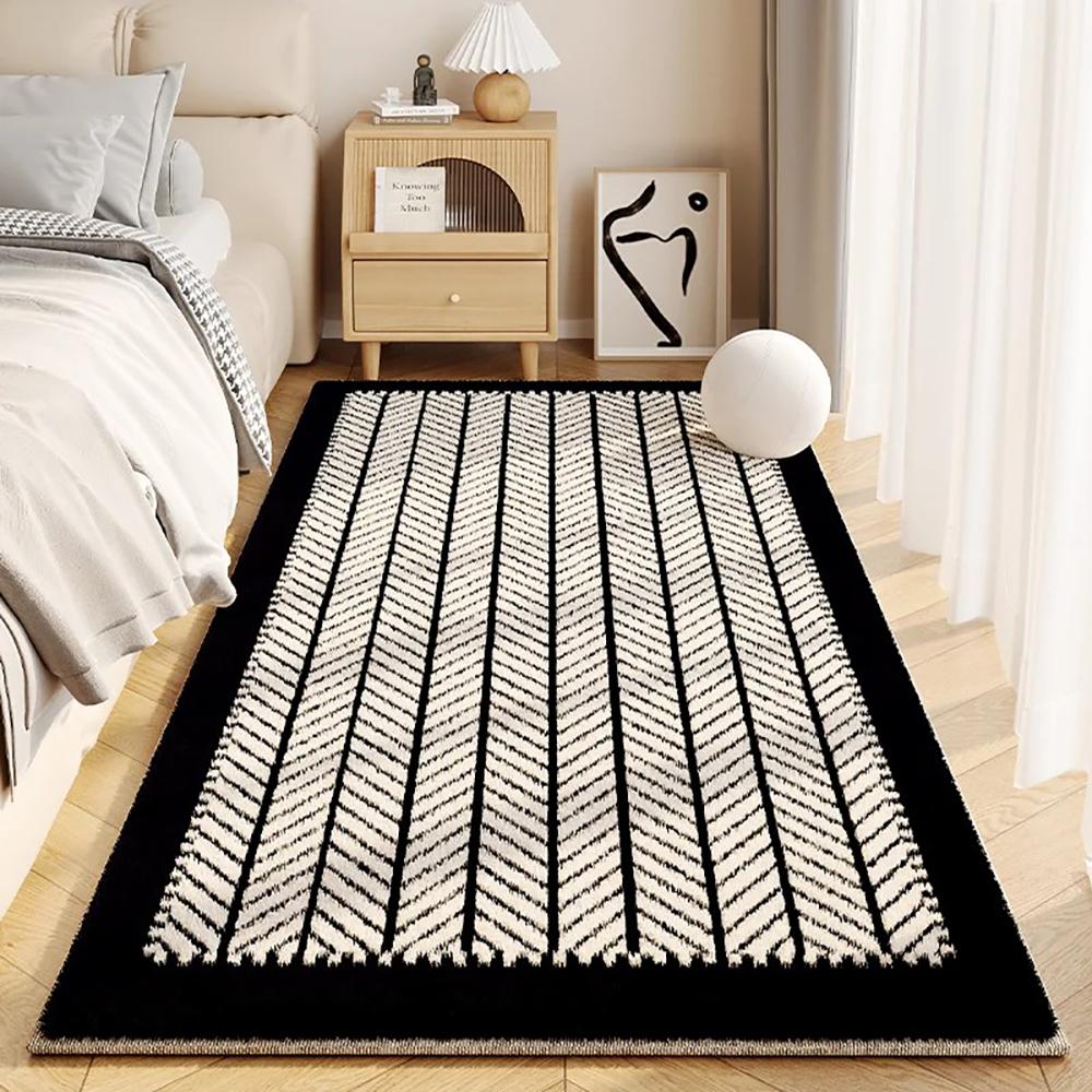 

VIKAMA Simple Cream Style Faux Cashmere Living Room Fluffy Rugs Home Decor Bedroom Cloakroom Bedside Non-Slip Rugs 40X120CM 16x47inch