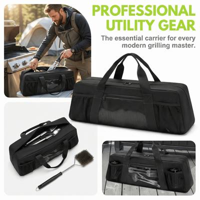 Large Capacity Grill Tool Storage Bag Multiple Compartments Waterproof Grill Tool Organizer Oxford Cloth Thickened