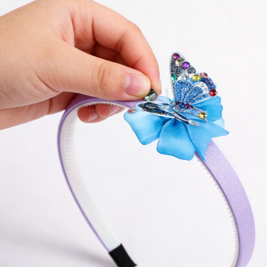 Childrens Diy Butterfly Hairband Kit With Rhinestones For Creative Gift