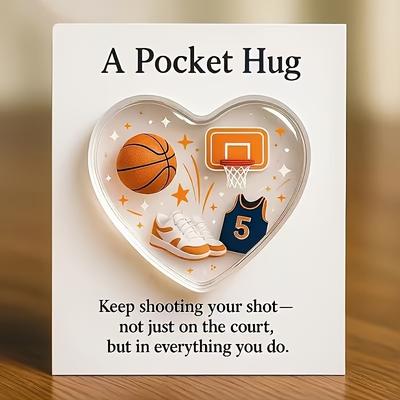 1Pcs Sports Basketball Pocket Heart Shaped Basketball Equipment Statue Emotional Inspiration Card Thank You Gift