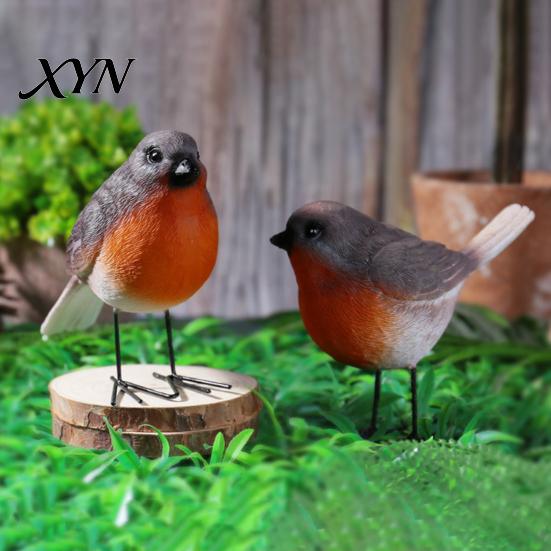 Realistic Wildlife Statues 2Pcs Outdoor Garden Bird Ornaments, Pastoral Figurine, Gift for Lovers Weatherproof Lifelike Animal Sculpture Courtyard