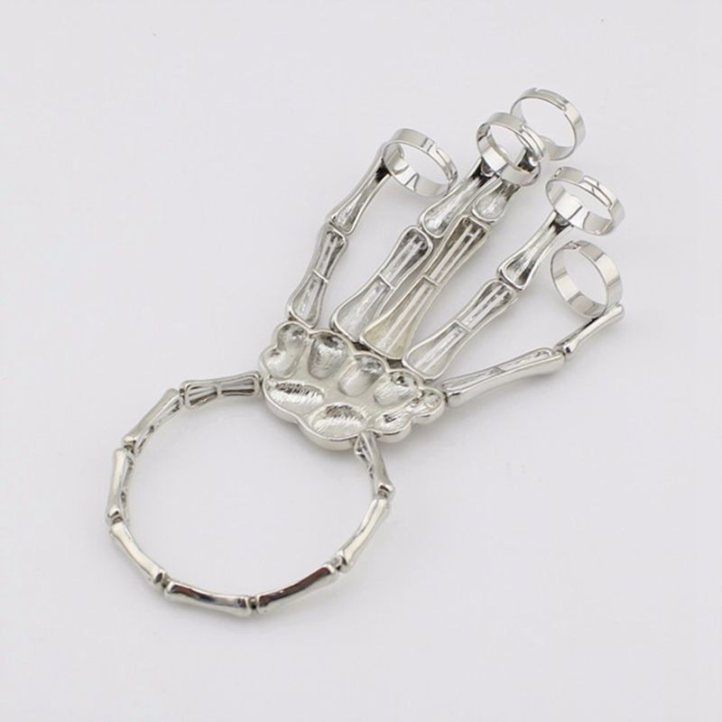 Latest Modish Stylish Distinctive Gathering Jewelry Halloween Skeleton Bracelets Punk Gothic Hand Skull Elastic Bangle Bracelets Women Men Gathering