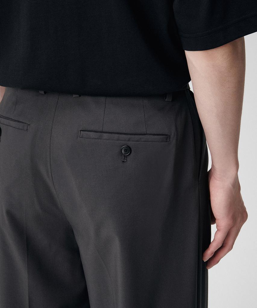 MUSINSA STANDARD [Cooltandard] Real Wide Hidden Banding Slacks [Gunmetal]