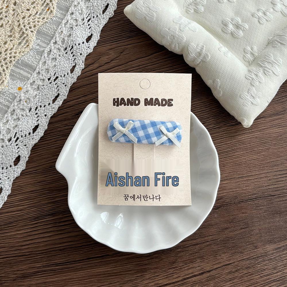 Kinder Koreanischer Stil Spitze Kante Blaue Schleife Haarspangen