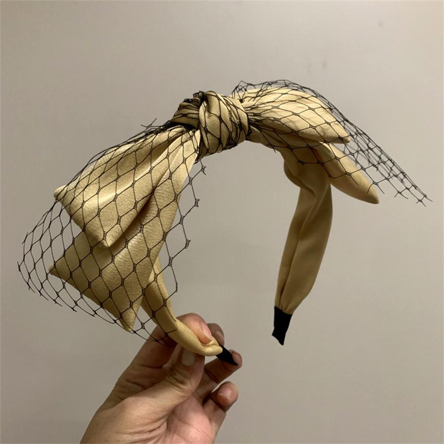 Korean Retro Fishnet Double-layer Large Bow Headband Black High Skull Wide-brimmed Headdress High-end Headband Hair Accessory