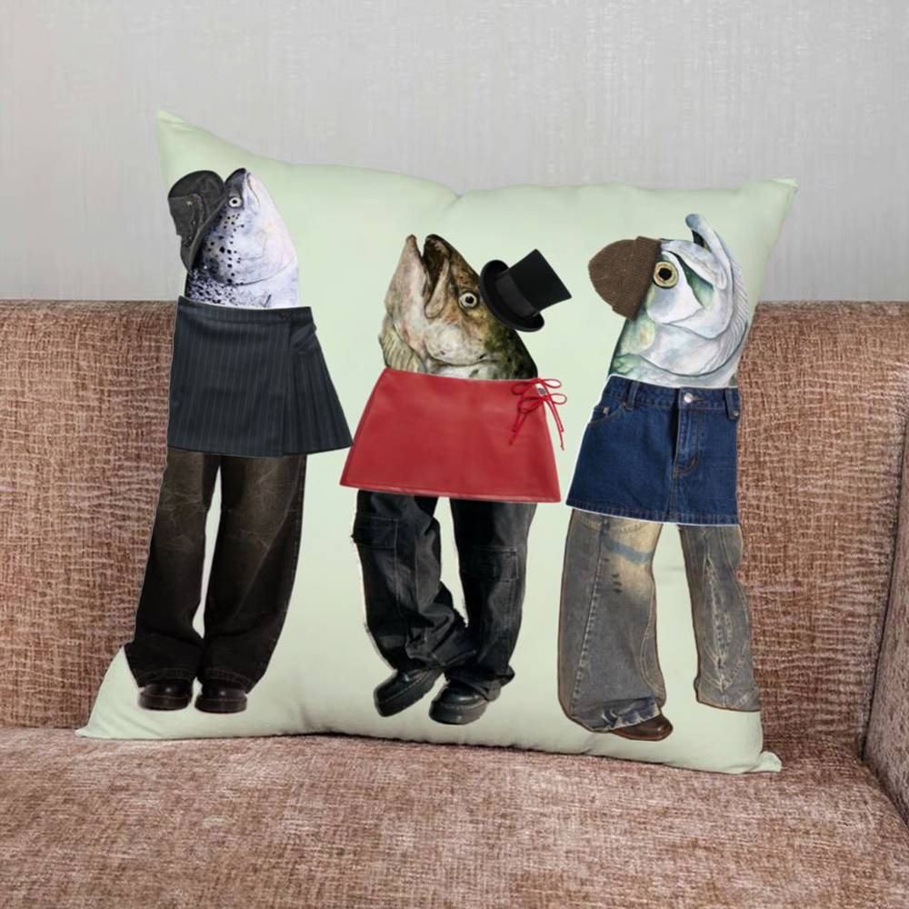 Fish Art Pillow Case Pillowcase Home Sofa Cushions Car Cushions Pillowcover Office Pillowshell Pillow
