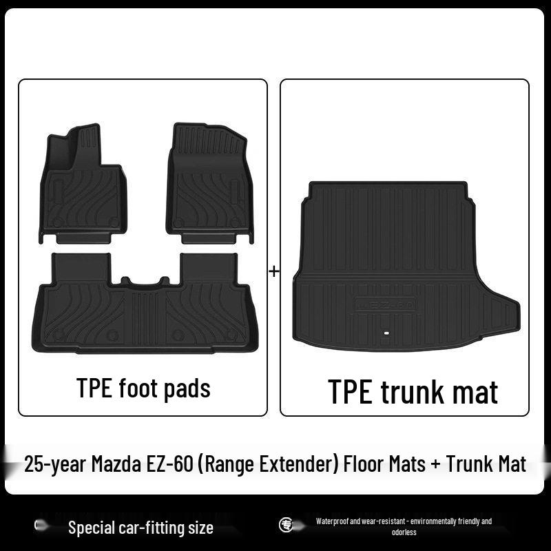 Mazda 25 EZ-60 Extended Range TPE Floor Mats & 3D All-Weather Trunk Mat with Starry Sky Blanket & Carbon Fiber Texture