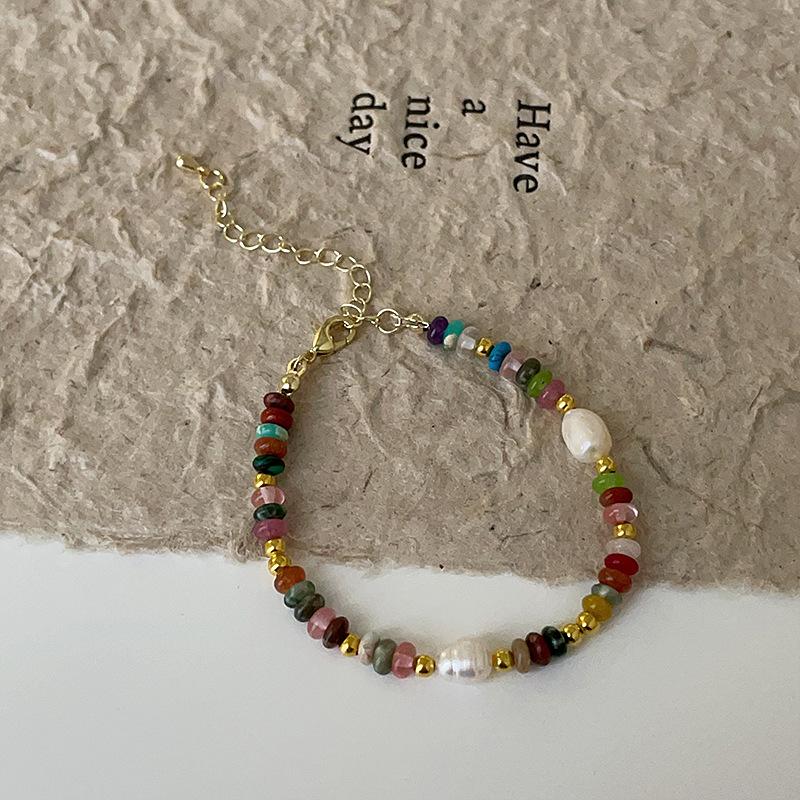 Light Luxury High-End Color Beaded Pearl Necklace Female Retro Elegant Personality Fashion Versatile Neck Chain Collarbone Chain