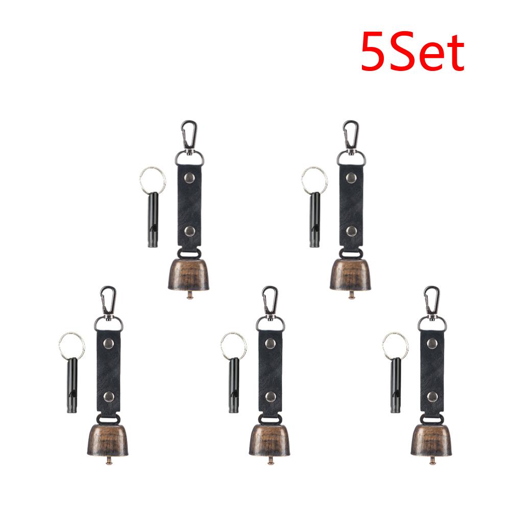 2-10Set Loud Bear Bell with Emergency Whistle Bear Repelling Bell Hanging Bear Bell for Outdoor Camping Survival Hiking Climbing