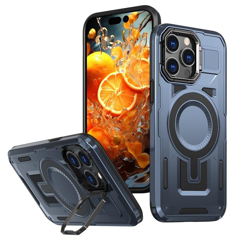 The new model is suitable for Apple 16PRO mobile phone case, lens holder, magnetic suction Magsafe anti-drop iPhone15 protective case.