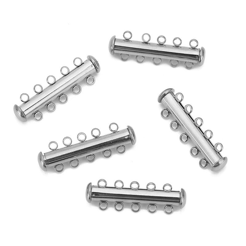2pcs Never Fade Stainless Steel Slide Tubes Lock Clasps Magnetic Connectors Layering Clasps For Necklace Bracelet Jewelry Making