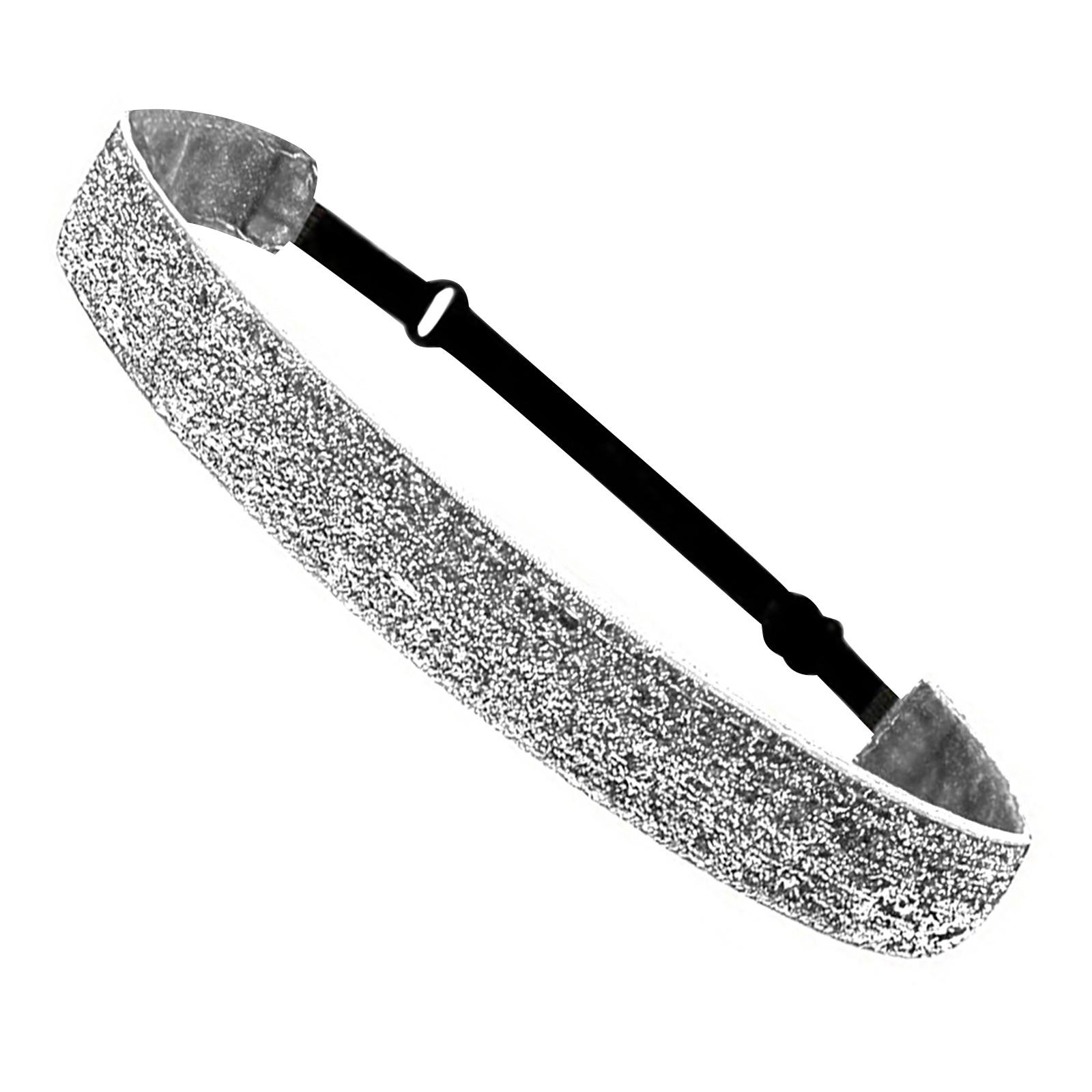 

(проектор) Нескользящая головная повязка для волос с блестками, милый эластичный головной убор, спортивная повязка на голову для йоги One Size серебряный