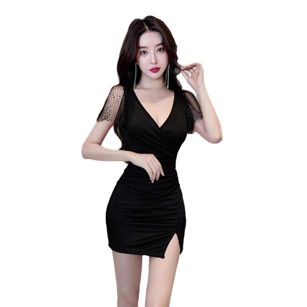Temperament Sexy Dress Women's Belly Cover High-end Club Spa Technician Overalls Hip Open Skirt Night Show