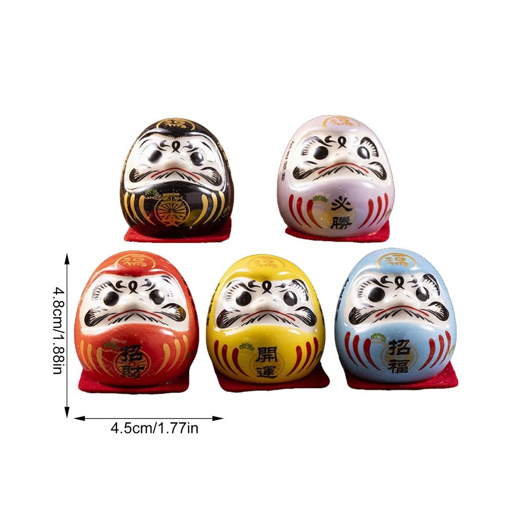 Daruma-Puppe 5x Kleine japanische Daruma-Statue Bausatz Glück Daruma-Figur Traditionelle Feng Shui Dekoration 1,89 Zoll Zen-Statue